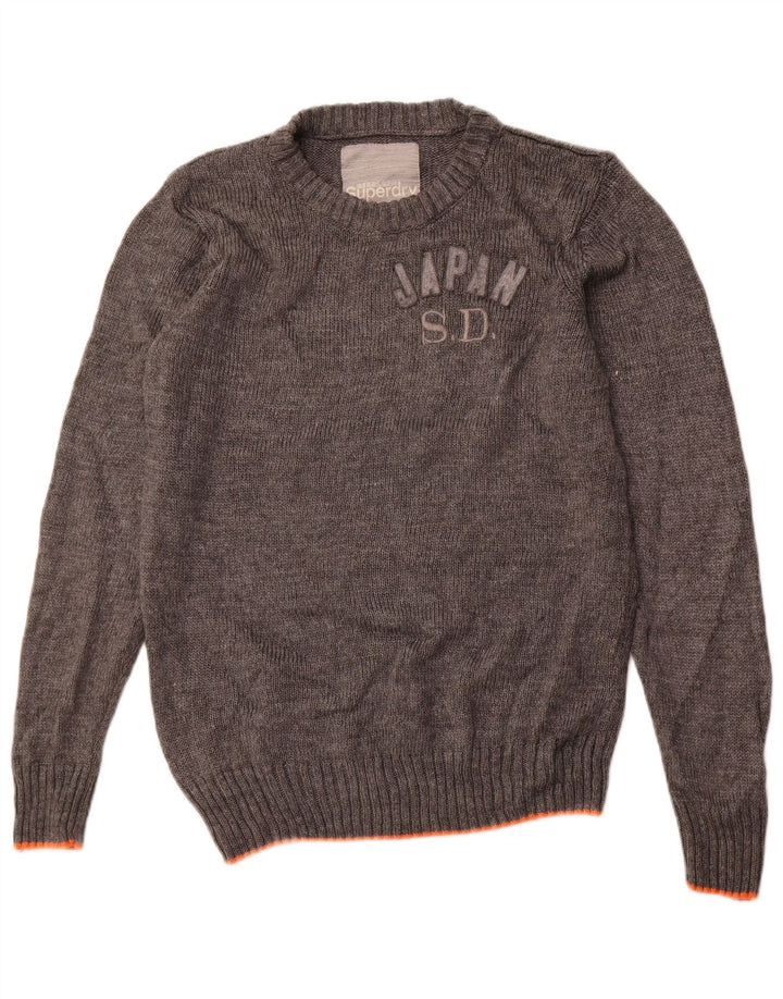 Мужской джемпер с круглым вырезом Superdry, большой серый акрил