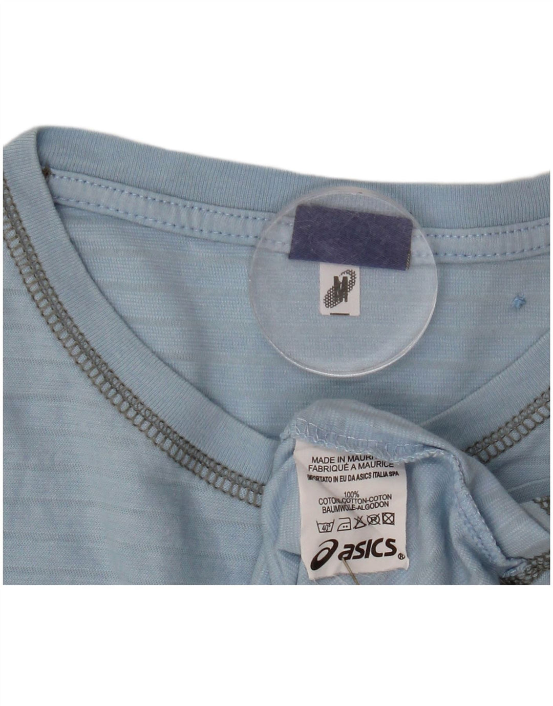 Женская футболка с рисунком ASICS Top UK 14, хлопковая средняя синяя полоска