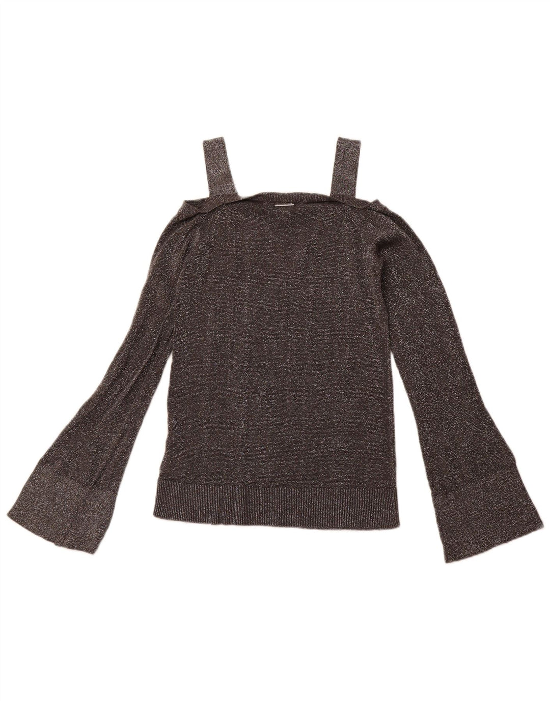 Женская блузка с открытыми плечами MICHAEL KORS UK 6 XS, серый хлопок с крапинками