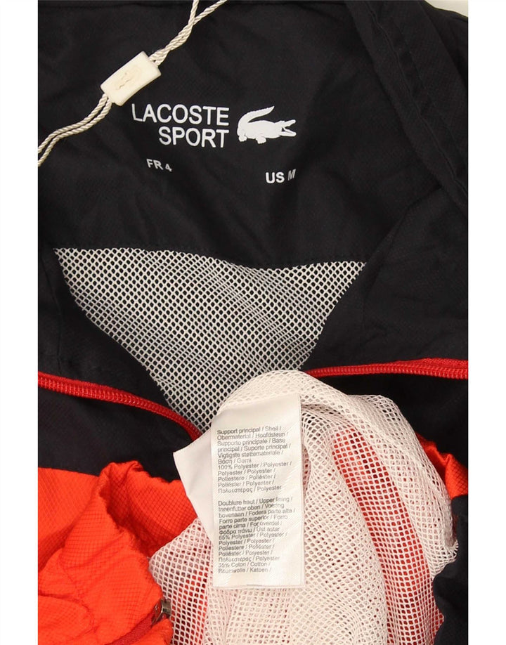 Lacoste Мужская спортивная куртка с графическим рисунком, размер 4, средний черный, с цветными блоками