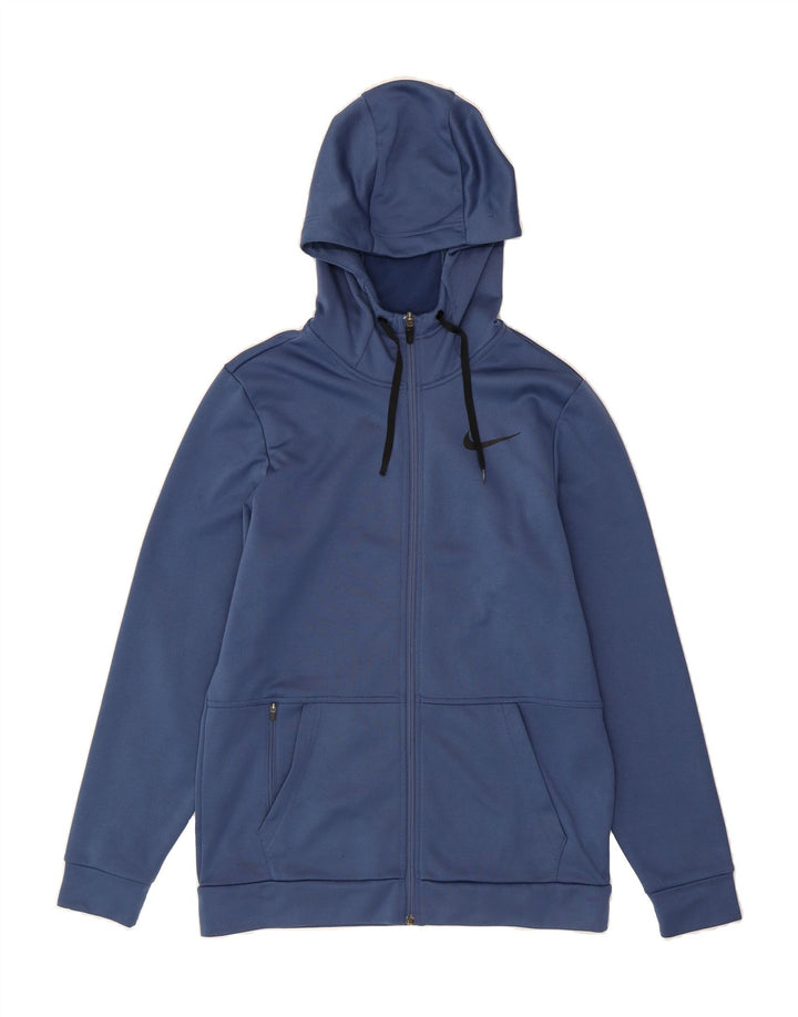 NIKE Mens Dri Fit Standard Fit Zip Hoodie Sweater Small Blue Polyester Vintage Nike and Second-Hand Nike from Messina Hembry 