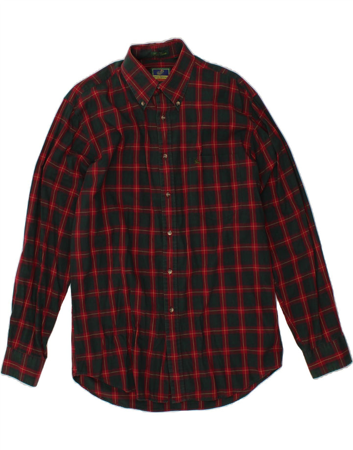 TARTAN Mens Shirt Medium Red Check Cotton Vintage Tartan and Second-Hand Tartan from Messina Hembry 