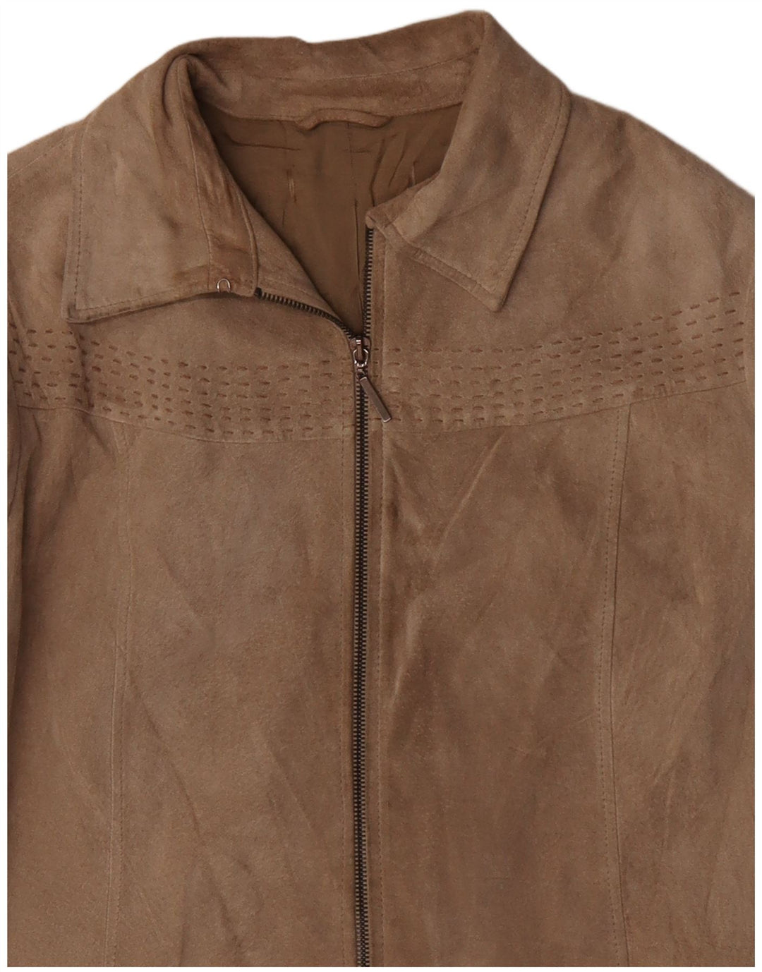 Женская замшевая куртка VINTAGE UK 16, большая, бежевая