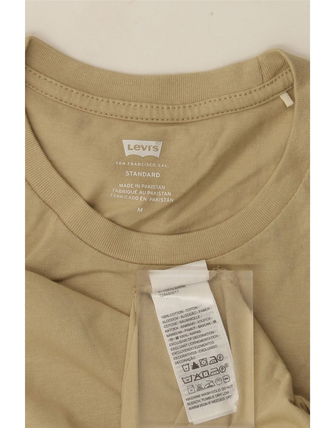 Мужской стандартный топ LEVI'S с длинным рукавом, средний, бежевый, хлопок