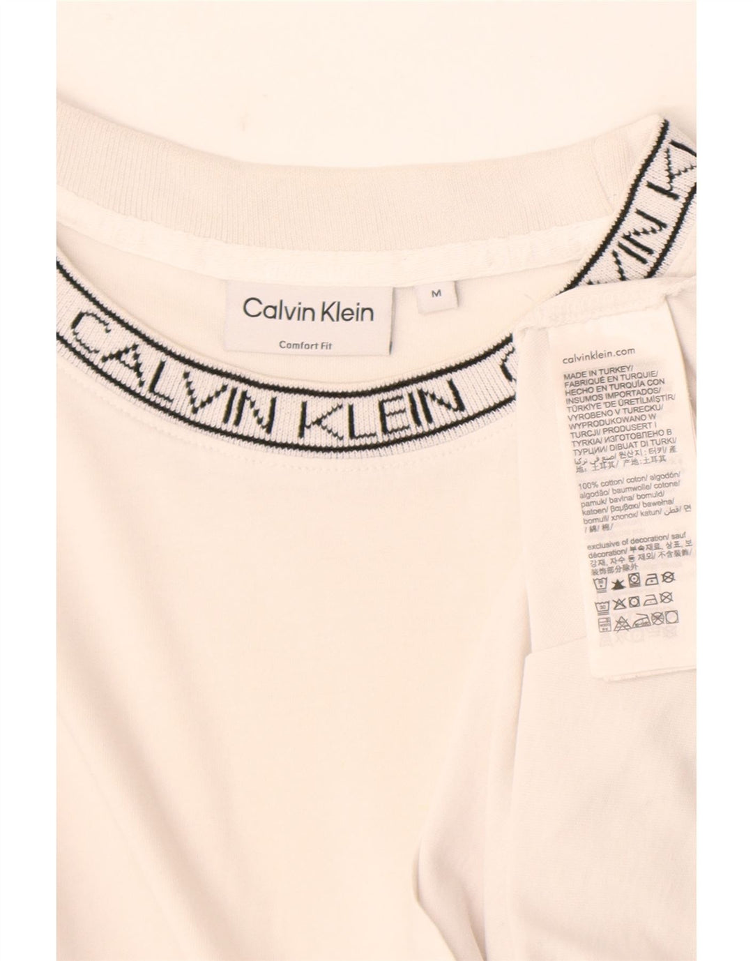 Calvin Klein Мужская футболка с рисунком Топ среднего размера, белый хлопок