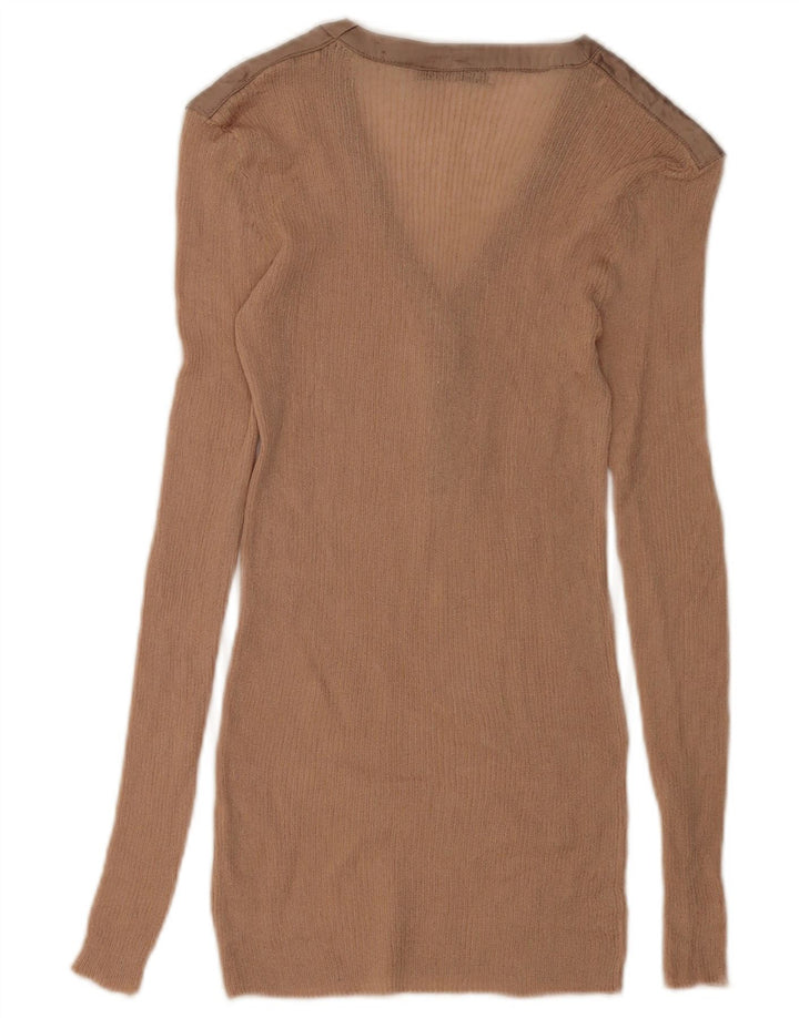 Женский топ Zara с длинным рукавом UK 10, маленький, бежевый, цветной блок