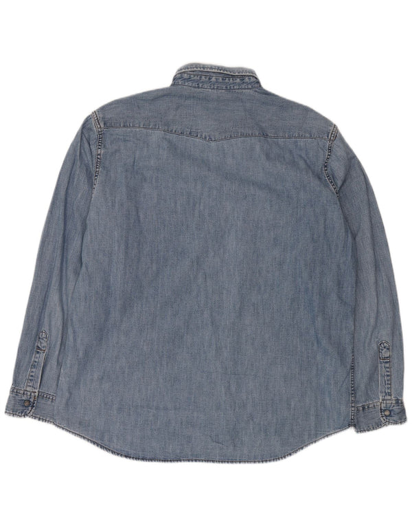 Carrera Мужская джинсовая рубашка в стиле вестерн 2XL Синяя хлопковая классическая