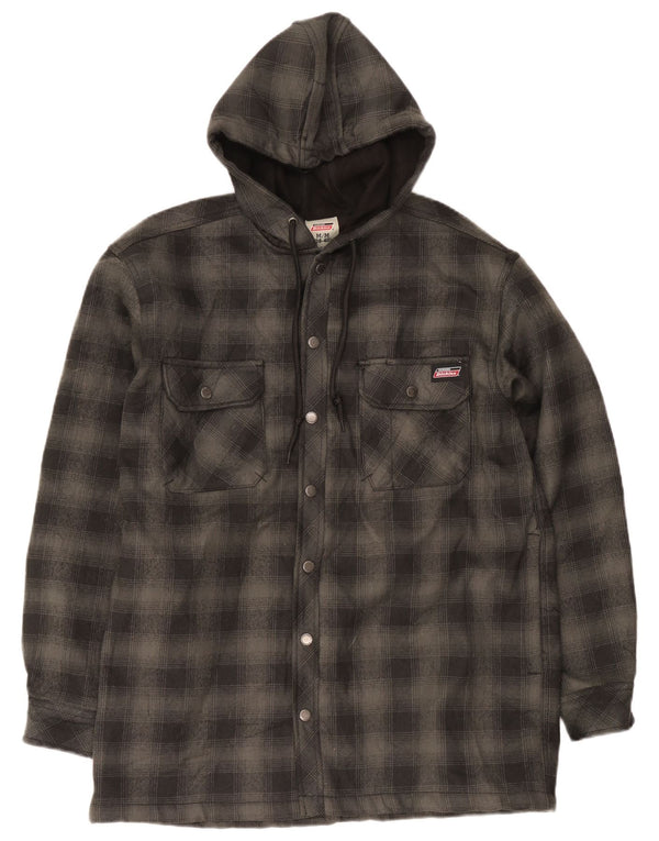 Dickies Mens Hooded Lumberjack Shirt UK 38/40 Medium Grey Check Polyester