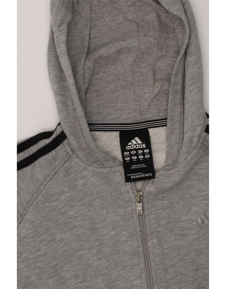 ADIDAS Boys Zip Hoodie Sweater 13-14 Years Grey Vintage Adidas and Second-Hand Adidas from Messina Hembry 