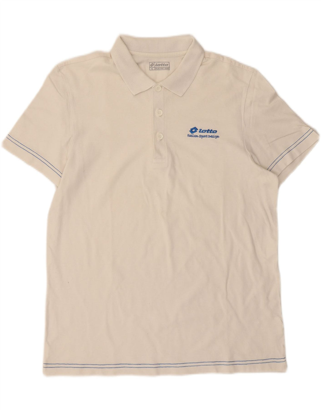 LOTTO Mens Polo Shirt XL Off White Cotton Vintage Lotto and Second-Hand Lotto from Messina Hembry 
