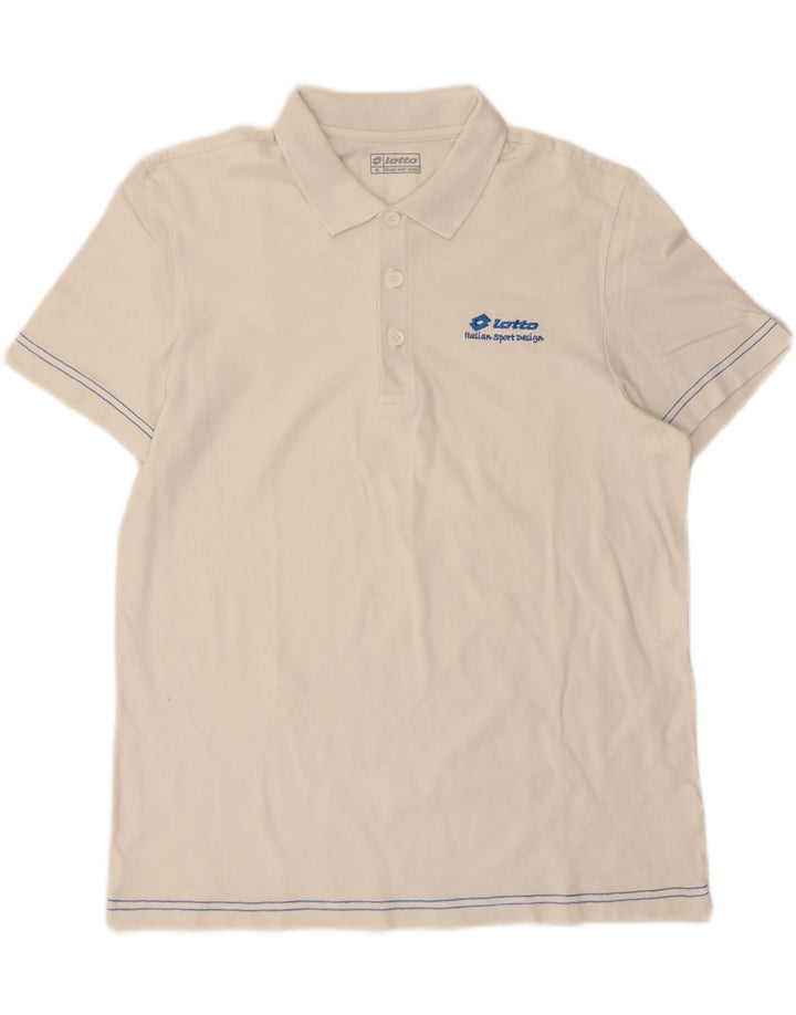 LOTTO Mens Polo Shirt XL Off White Cotton Vintage Lotto and Second-Hand Lotto from Messina Hembry 