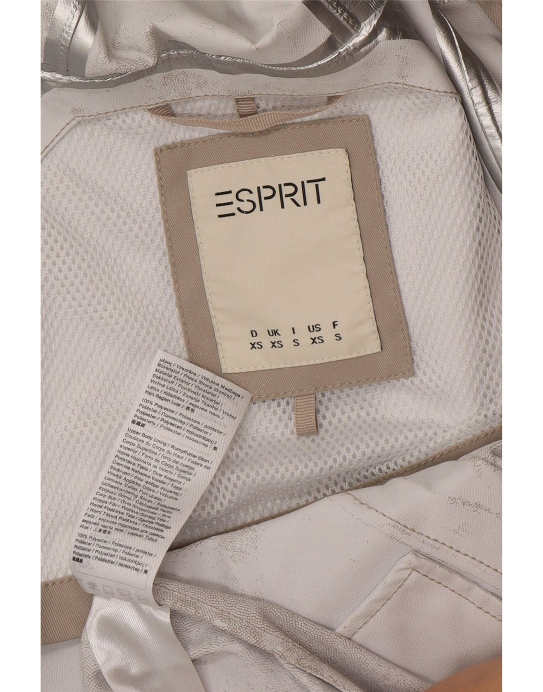 Esprit Женский плащ большого размера с капюшоном UK 6 XS Бежевый Полиэстер