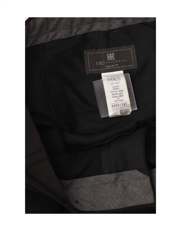 Мужские костюмные брюки классического кроя Marks & Spencer W42 L29, черный полиэстер