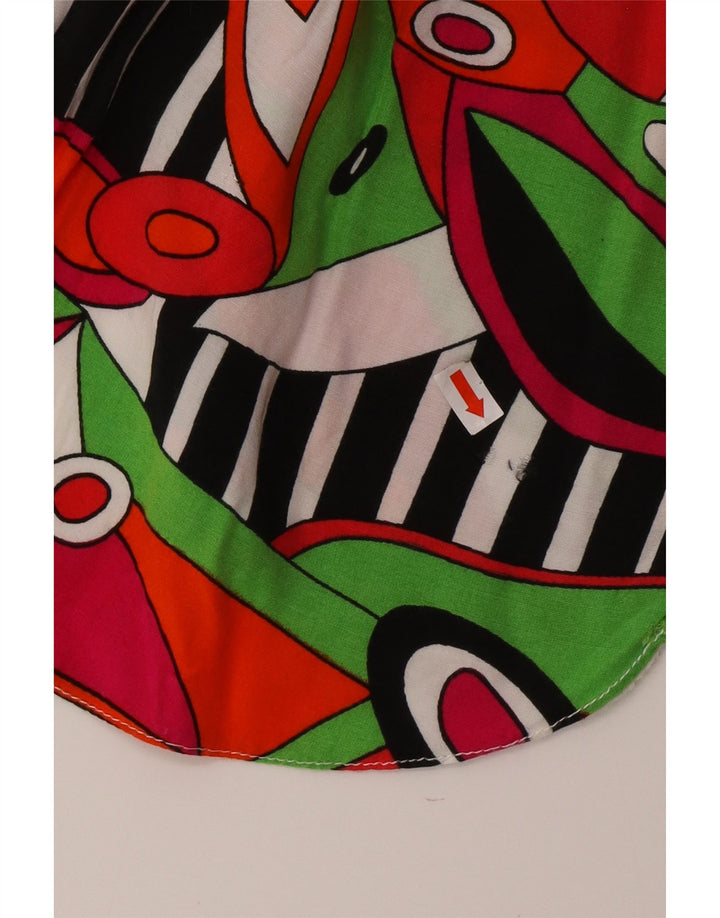 ВИНТАЖНАЯ Женская блузка-рубашка с абстрактным узором, Великобритания 14, средний разноцветный