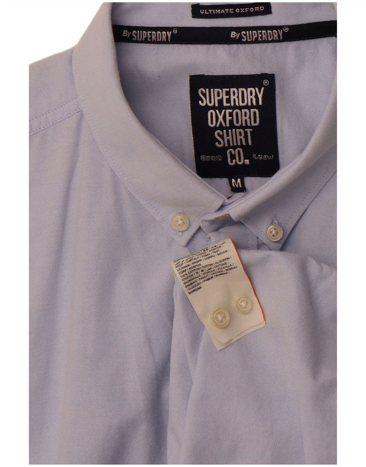 SUPERDRY Мужская рубашка с коротким рукавом, средний синий хлопок, хлопок