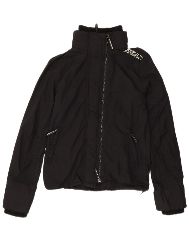 SUPERDRY Женская ветровка UK 14, средний черный нейлон