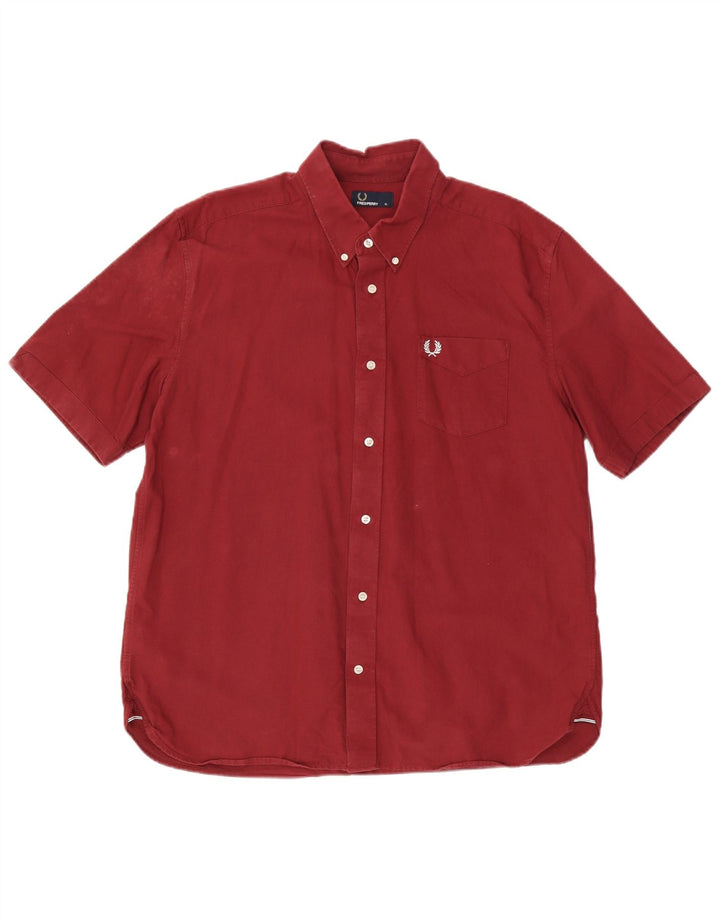 Мужская рубашка с коротким рукавом Fred Perry XL, темно-бордовый хлопок