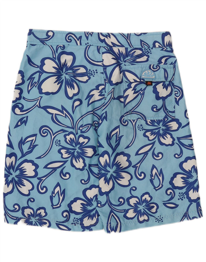 Sundek Mens Swimming Shorts Large Blue Floral Polyester