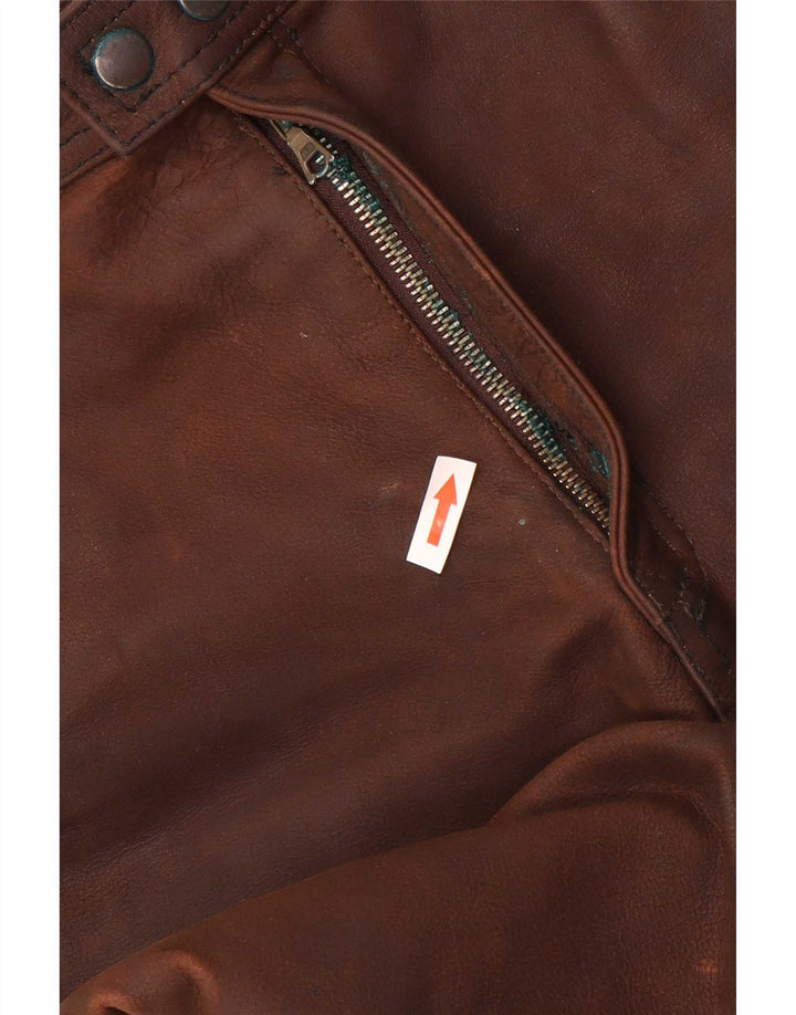 Мужские прямые кожаные брюки American Eagle W36 L32 коричневые