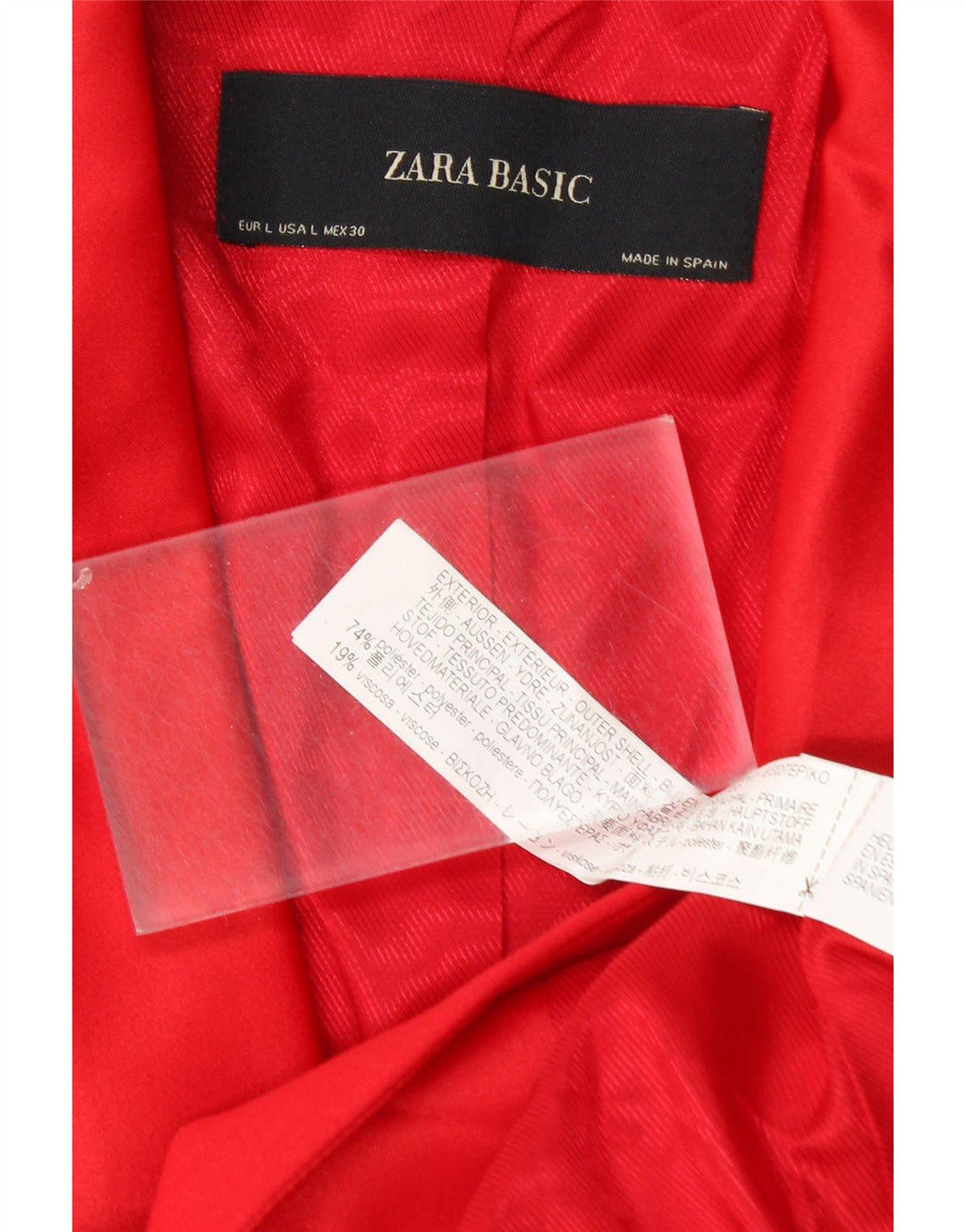 Женский пиджак ZARA на 1 пуговице, Великобритания 14, большой красный полиэстер