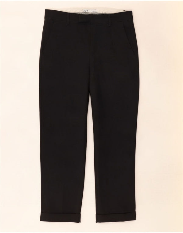 Женские прямые костюмные брюки Zara EU 36 XS W26 L27, черные, хлопковые