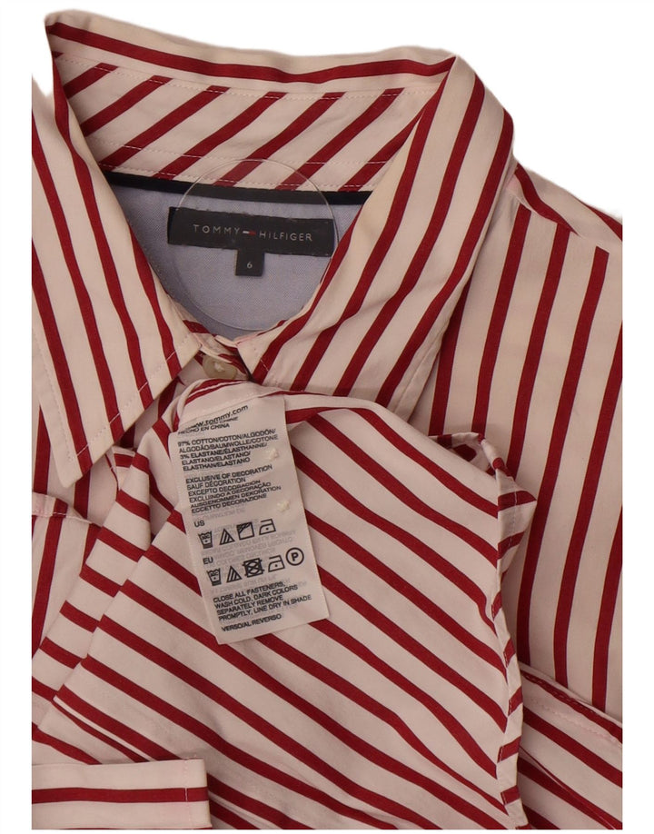 Женская рубашка Tommy Hilfiger US 6, средний красный хлопок в тонкую полоску