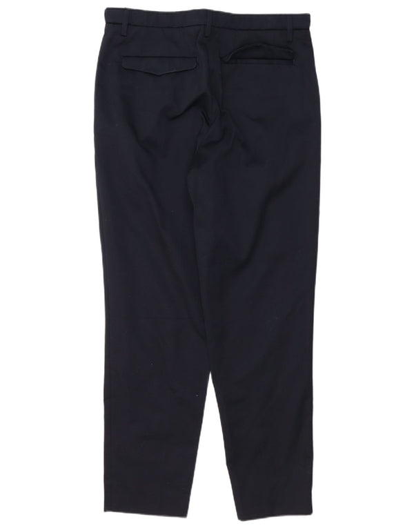 Винтажные мужские костюмные зауженные брюки IT 48 Medium W34 L30 Темно-синие хлопковые