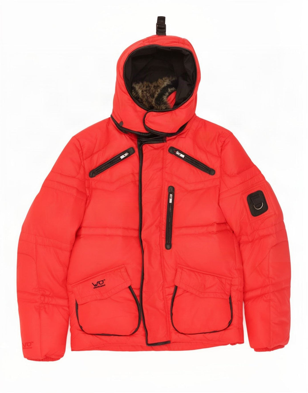 Мужская стеганая куртка Jack & Jones с капюшоном UK 38, средний красный нейлон