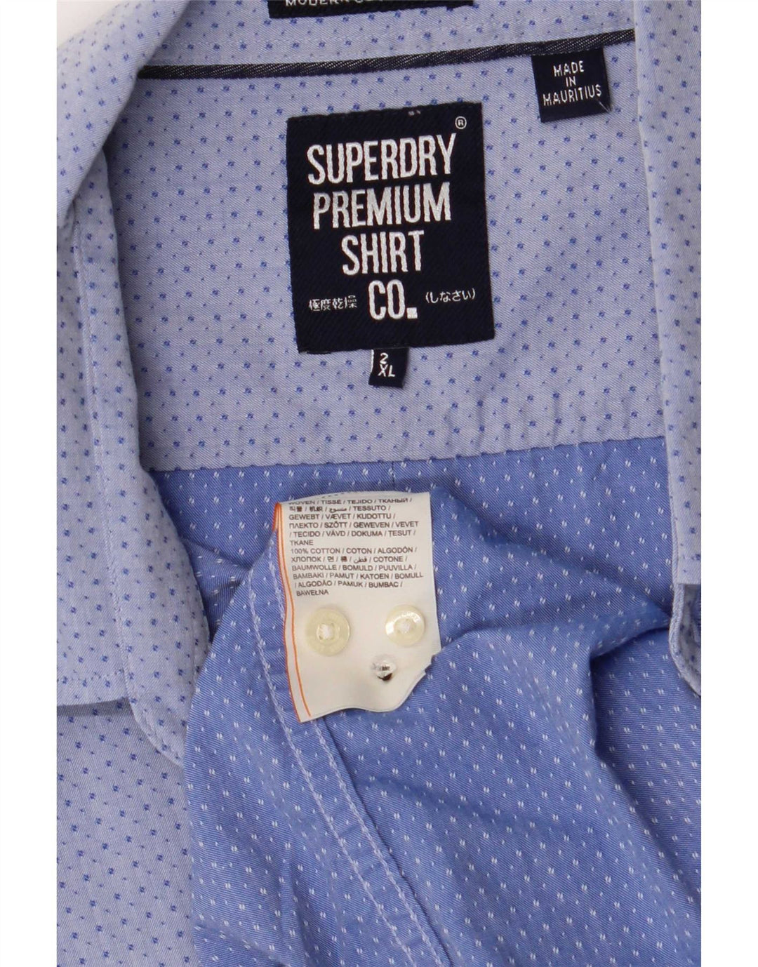 Мужская рубашка Superdry 2XL из хлопка с синими пятнами