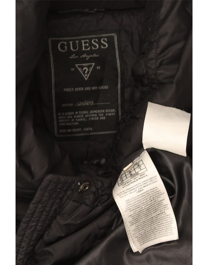 Guess Женское стеганое пальто UK 8, маленькое черное полиэстер