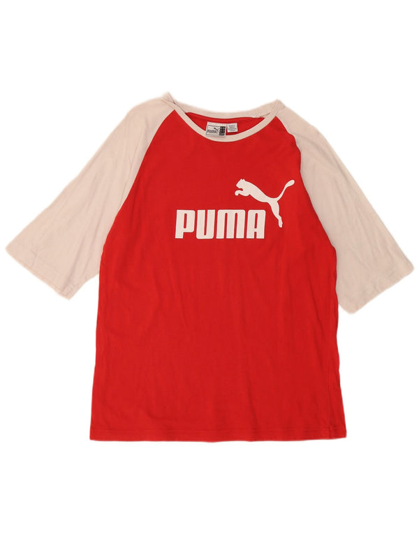 Футболка с рисунком PUMA для мальчиков, топ 15–16 лет, красная с цветными блоками