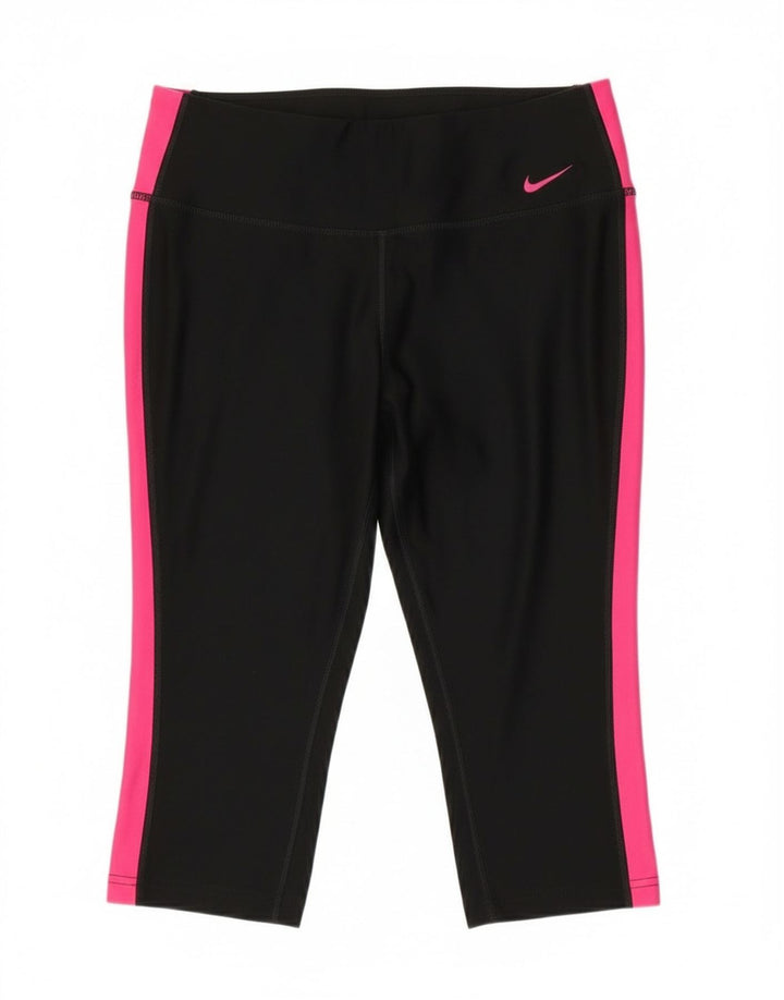 Женские леггинсы-капри Nike Dri Fit UK 12, средние черные цветные блоки