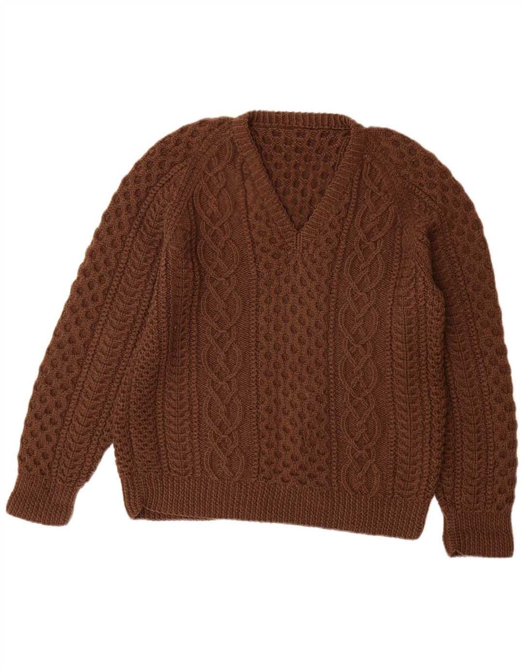 ВИНТАЖНЫЙ женский джемпер с v-образным вырезом, Великобритания, 14, большой коричневый цвет