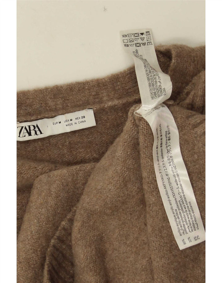 Женский свободный кардиган Zara UK 14, средний коричневый акрил