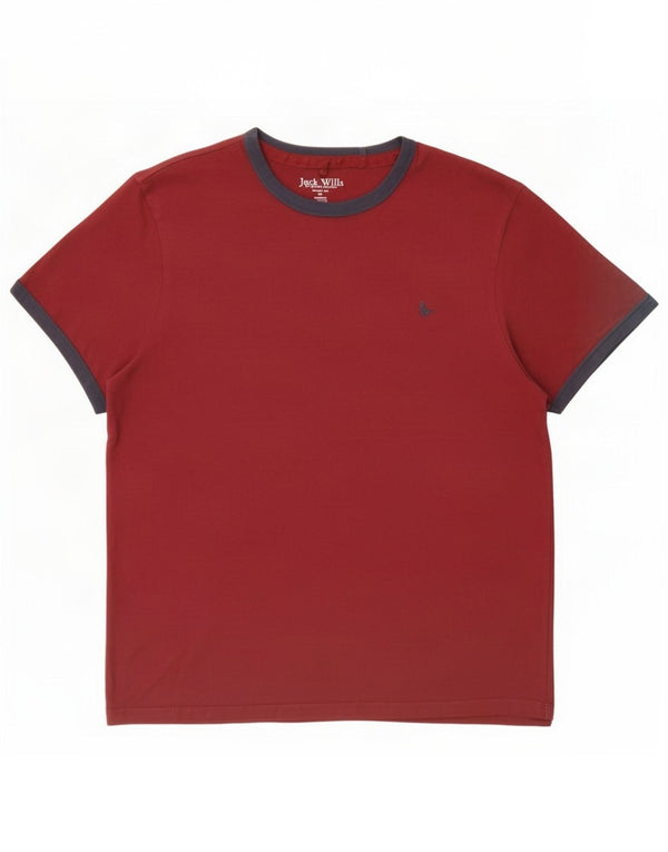 Мужская футболка классического кроя Jack Wills, топ XL, темно-бордовый хлопок