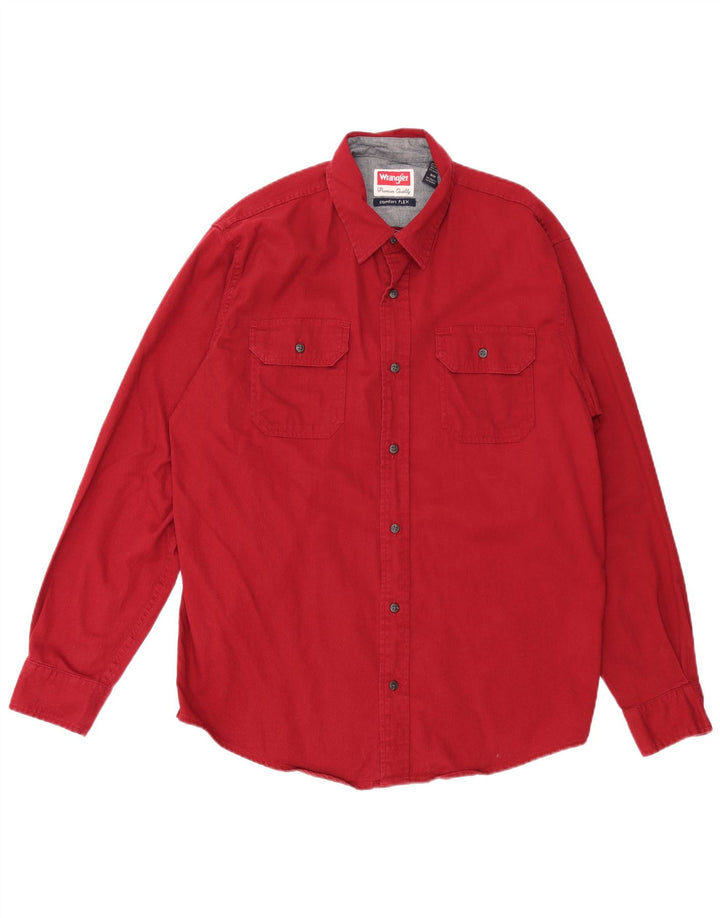 WRANGLER Mens Flex Shirt Medium Red Cotton