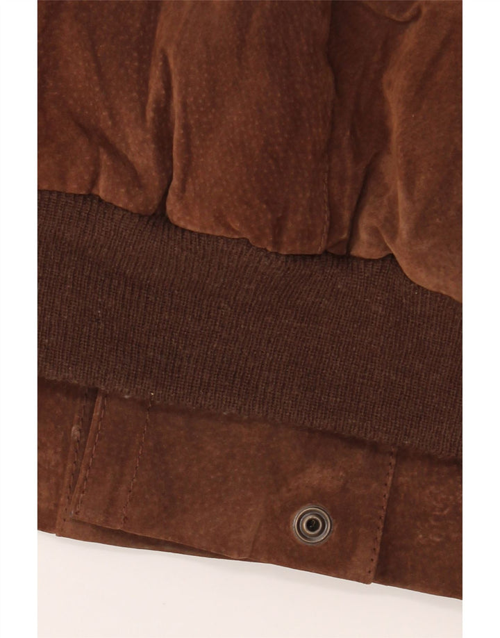 Винтажная мужская куртка свободного кроя из шерпа, Великобритания, 44, 2XL, коричневая кожа с геометрическим рисунком