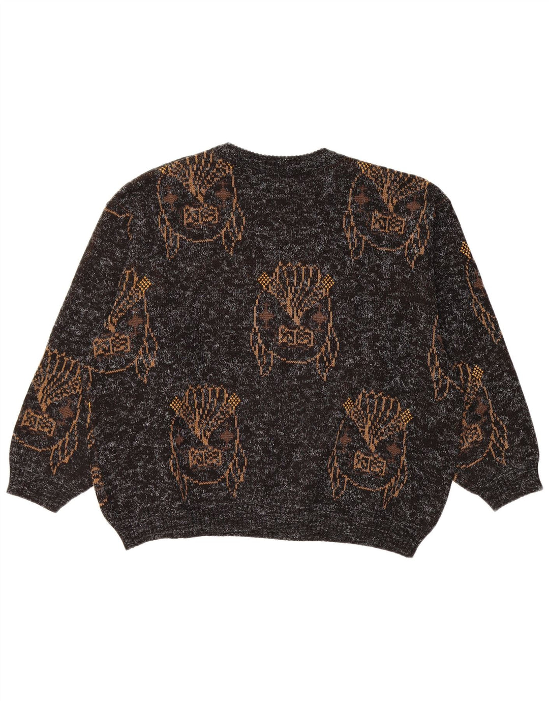 ВИНТАЖНЫЙ женский джемпер с круглым вырезом с рисунком, Великобритания, 18 XL, черный в крапинку