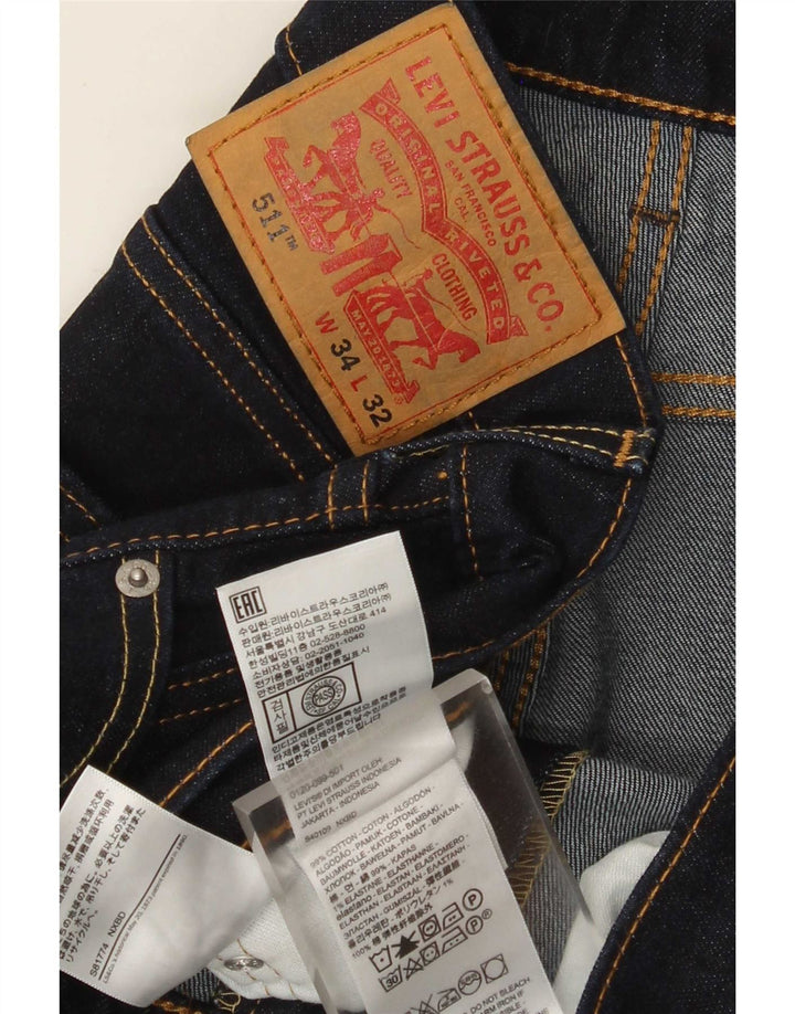 Мужские джинсы Levi's 511 Slim W34 L29 Темно-синие, хлопок