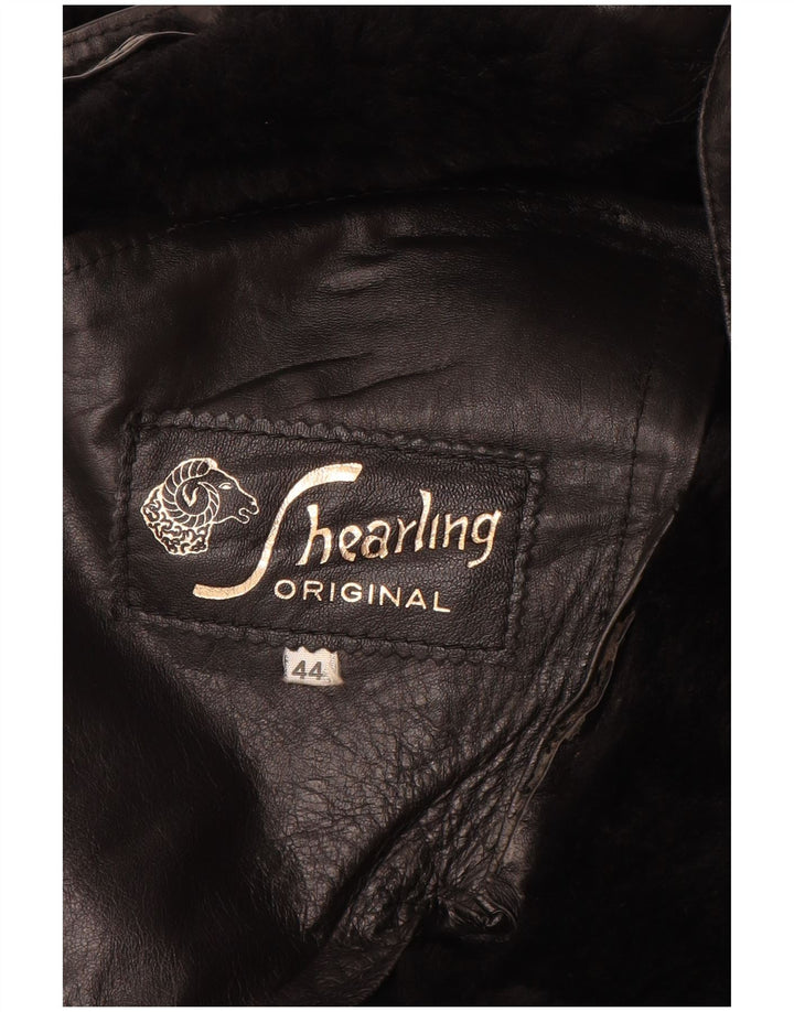 VINTAGE Женская дубленка оверсайз IT 44 Medium Black Shearling
