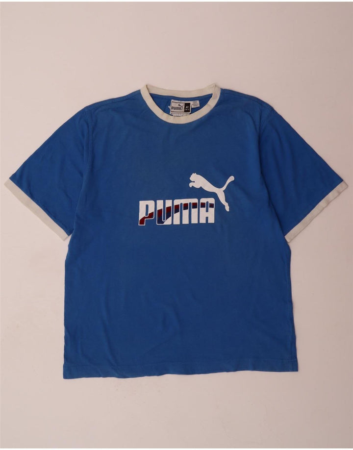 Мужская футболка с рисунком PUMA Top XL синяя с цветными блоками