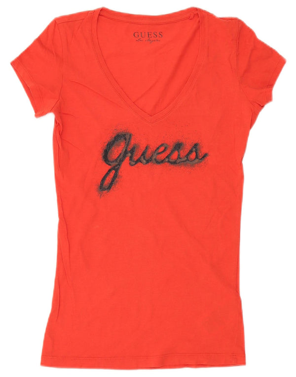 Женская футболка с рисунком Guess UK 6 XS, красный хлопок