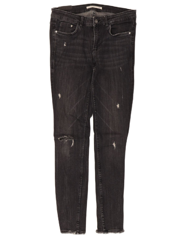Zara Womens Distressed Skinny Jeans EU 40 Medium W30 L27 Black