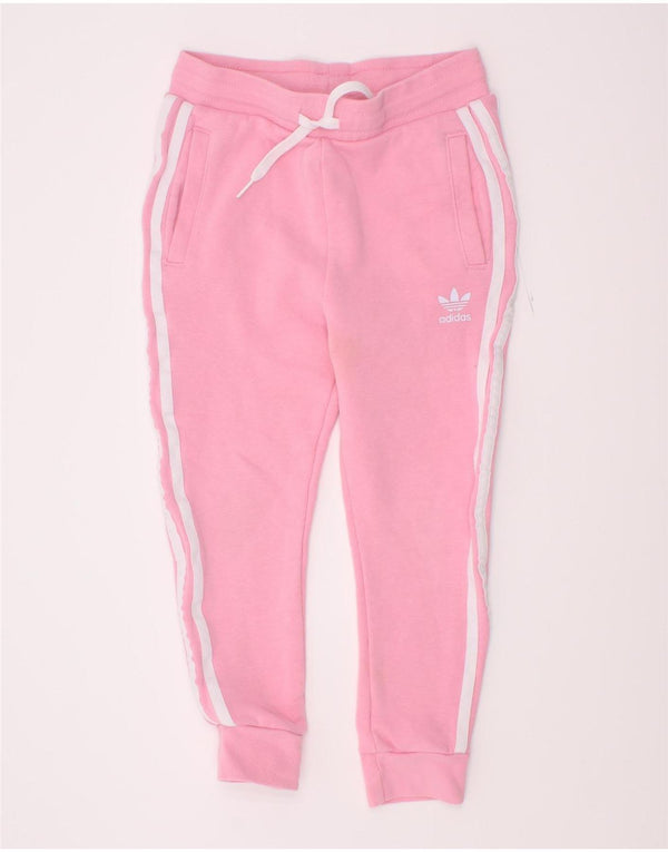 Спортивный костюм Adidas для девочек, брюки для бега, 5-6 лет, розовый хлопок