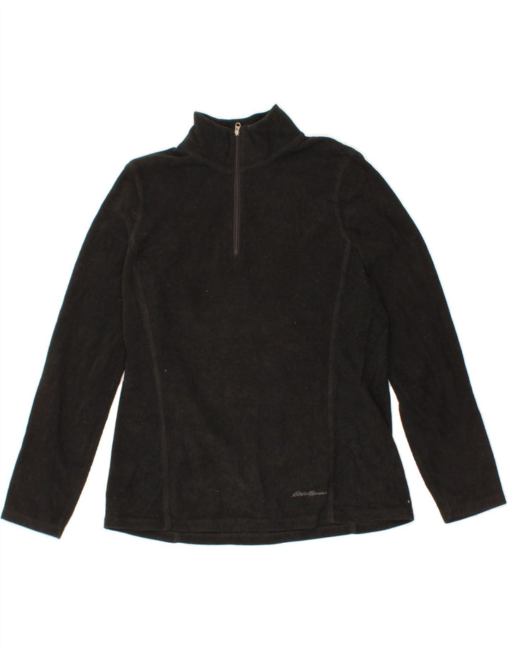 EDDIE BAUER Womens Zip Neck Fleece Jumper UK 14 Medium Black Polyester Vintage Eddie Bauer and Second-Hand Eddie Bauer from Messina Hembry 