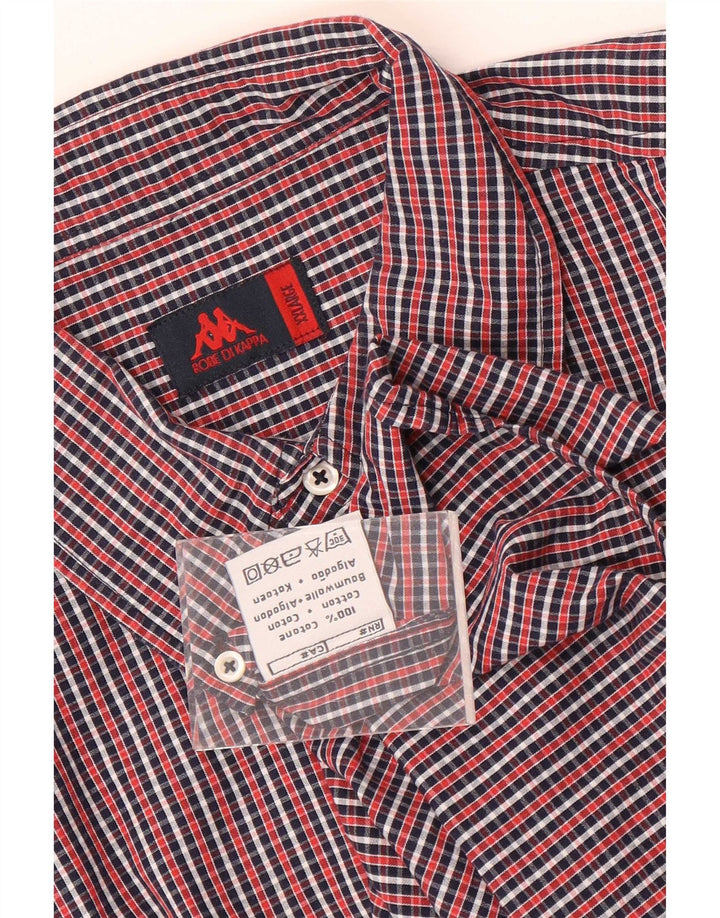 Мужская рубашка Kappa с коротким рукавом 2XL, красная клетка, хлопок