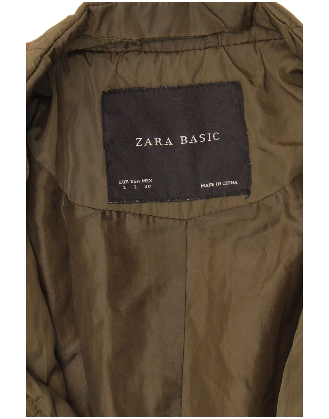 Женская стеганая куртка Zara в стиле милитари UK 16, большой цвет хаки