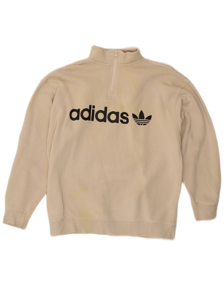 Женский свитер оверсайз с рисунком Adidas UK 12, средний бежевый