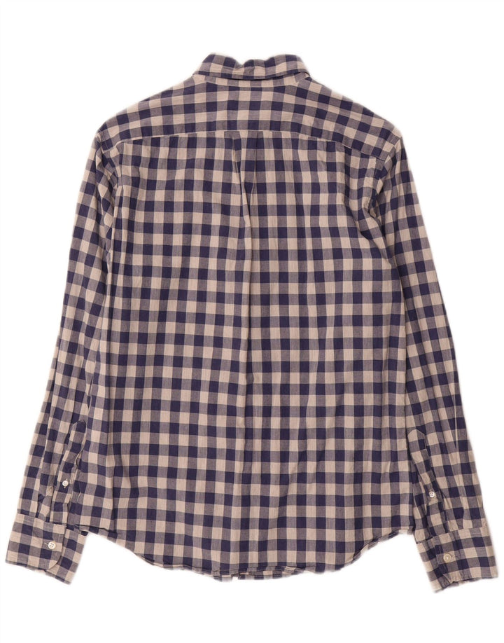 Мужская тонкая рубашка J. CREW, маленькая, темно-синяя, хлопок в мелкую клетку
