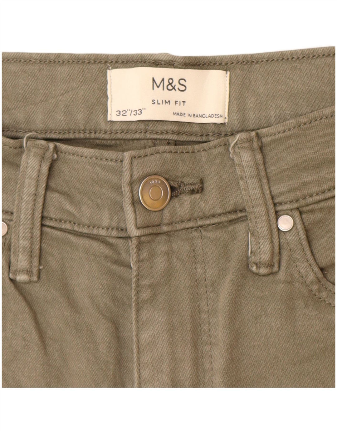 Мужские узкие джинсы Marks & Spencer W32 L33, хлопок цвета хаки